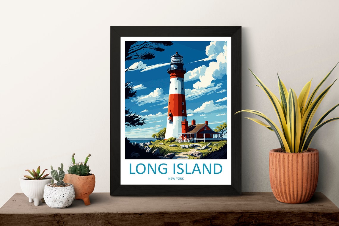 Long Island Lighthouse Coastal Shoreline New York Travel Poster - Image 3