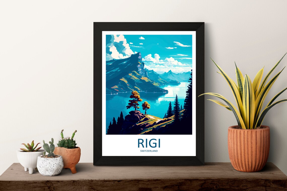 Rigi Switzerland Mountain Peak Alpine Lake View Travel Poster - Image 3