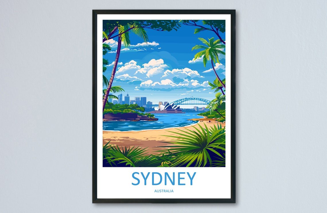 Sydney Australia Beach Opera House Harbour Bridge View Poster