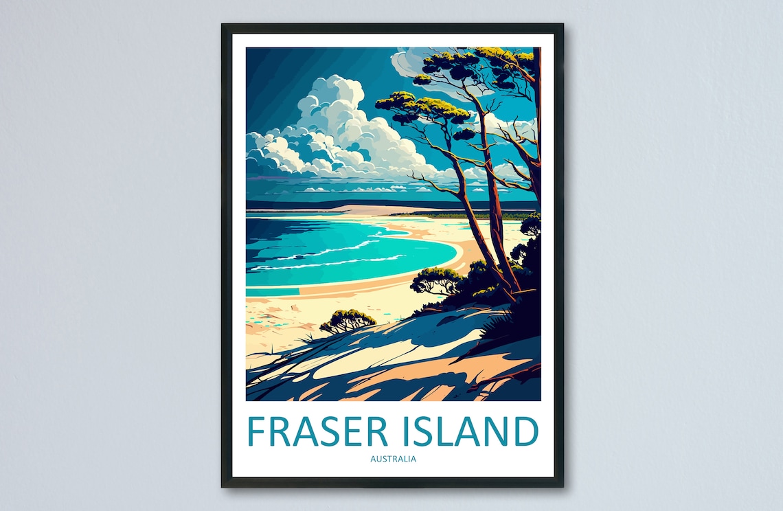 Fraser Island Travel Poster, Australia Wall Art