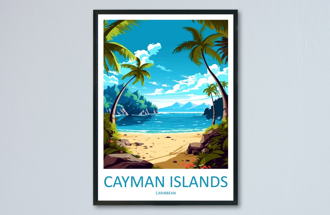 Cayman Islands Travel Poster, Caribbean Wall Art Print
