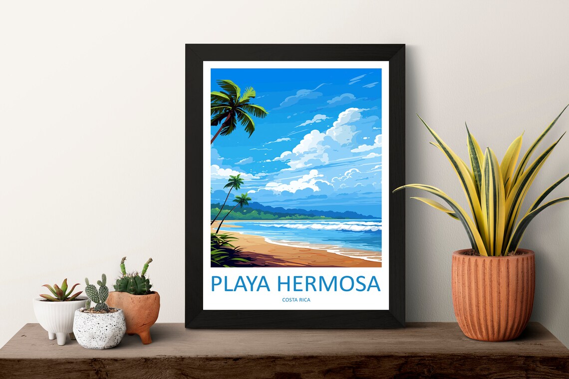 Playa Hermosa Costa Rica Palm Beach Surf Waves Ocean Travel Poster - Image 3