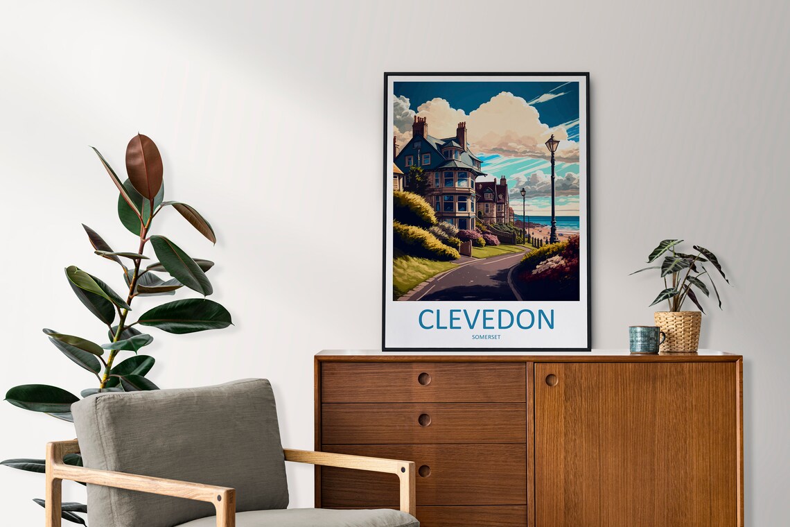 Clevedon Somerset Coastal Victorian Seaside Houses Travel Poster - Image 2