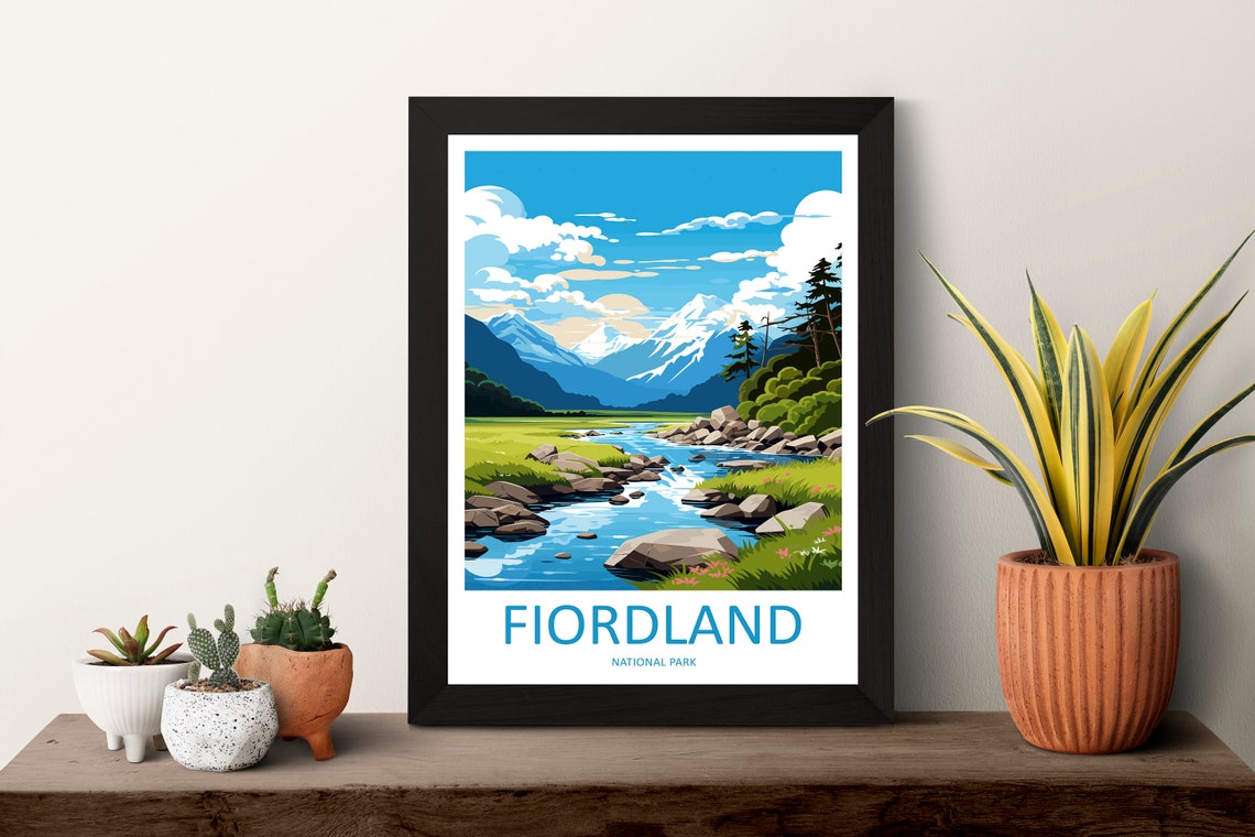 Fiordland National Park Travel Print Wall Art Fiordland Wall Hanging Home Dcor Fiordland Gift Art Lovers New Zealand Art Lover Gift - Image 3