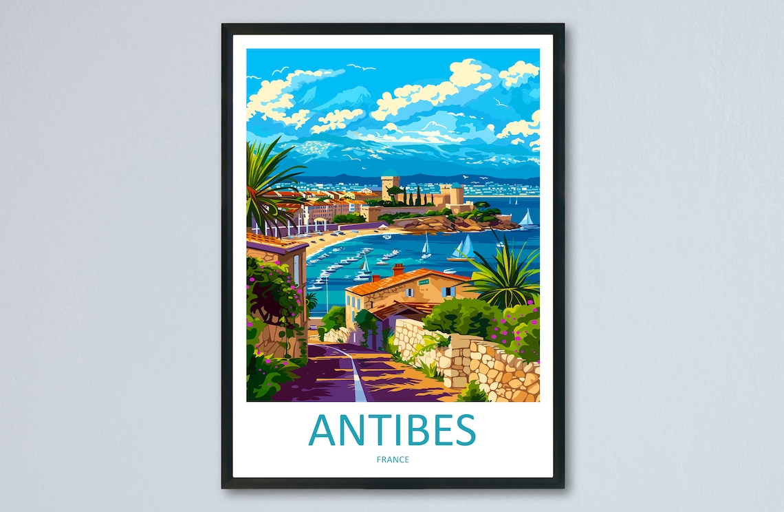 Antibes Travel Poster, France Wall Art Print