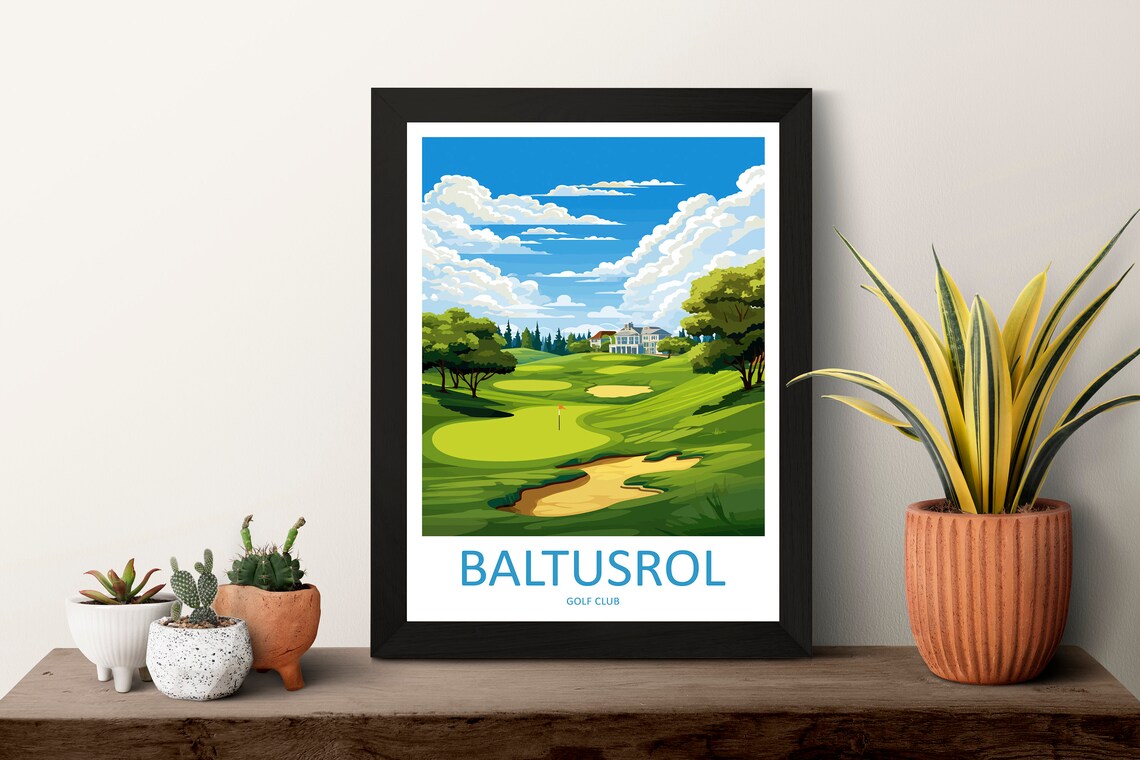 Baltusrol Golf Club Sunny Fairway Illustrated Golf Travel Poster - Image 3