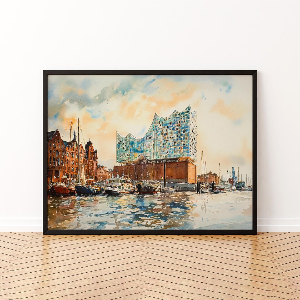 Hamburg Watercolor Travel Poster, Germany Wall Art