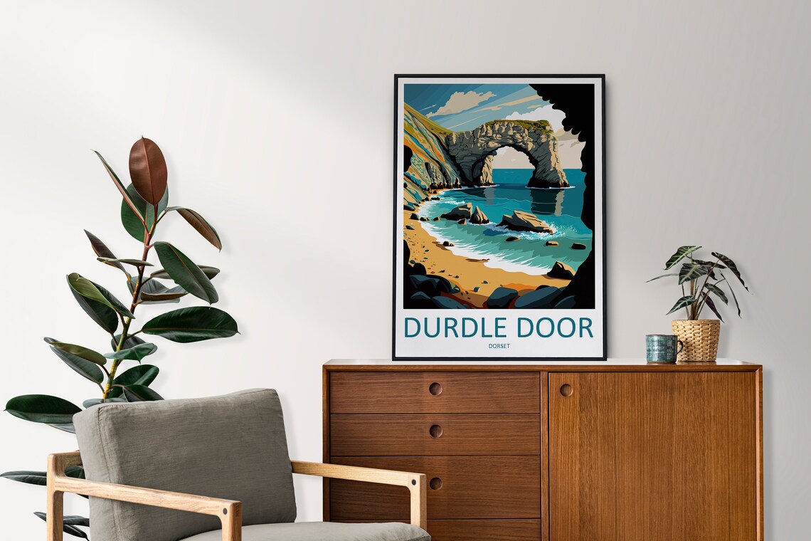 Durdle Door Travel Poster, England Wall Art - Image 2