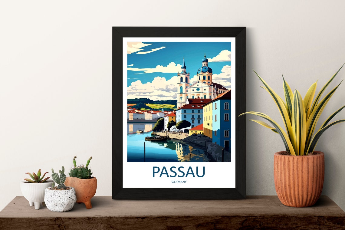 Passau Germany Danube Cathedral Old Town Riverside View Poster - Image 3