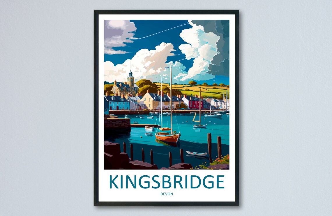 Kingsbridge Travel Poster, England Place Print