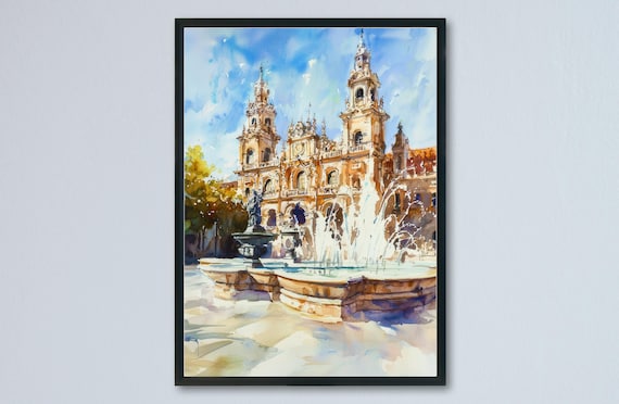 Valladolid Watercolor Poster Wall Art Hanging Home Dcor Gift Lovers Mexico