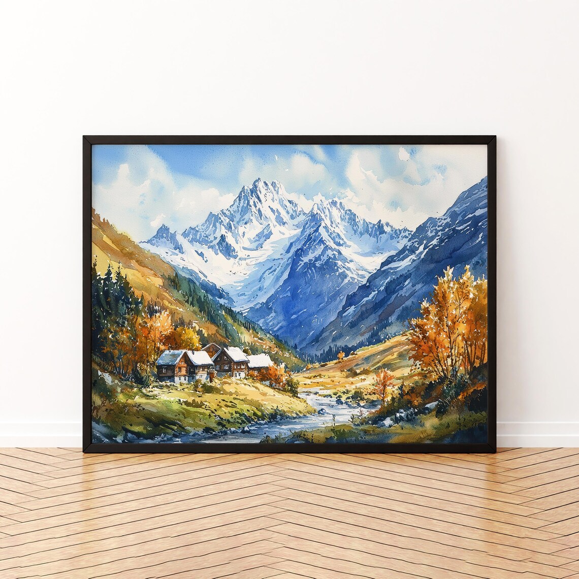 Saas Fee Watercolor Poster, Switzerland Travel Poster