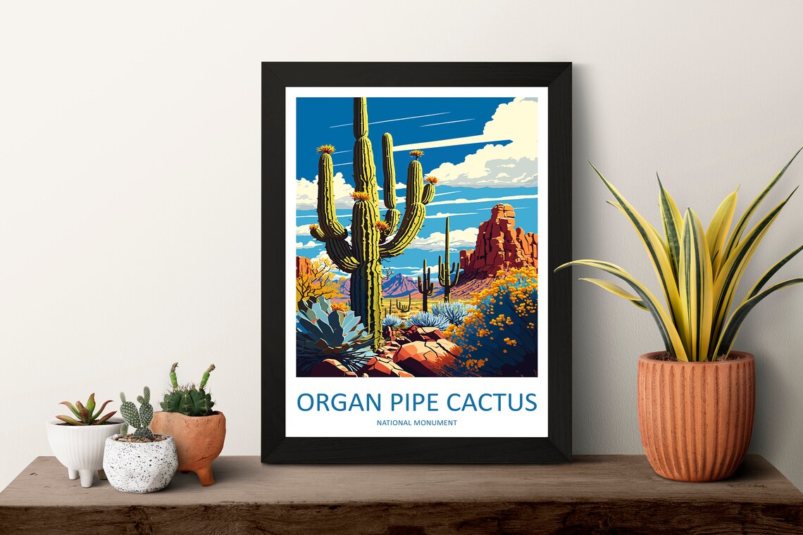 Organ Pipe Cactus National Monument Vintage Desert Travel Poster - Image 3