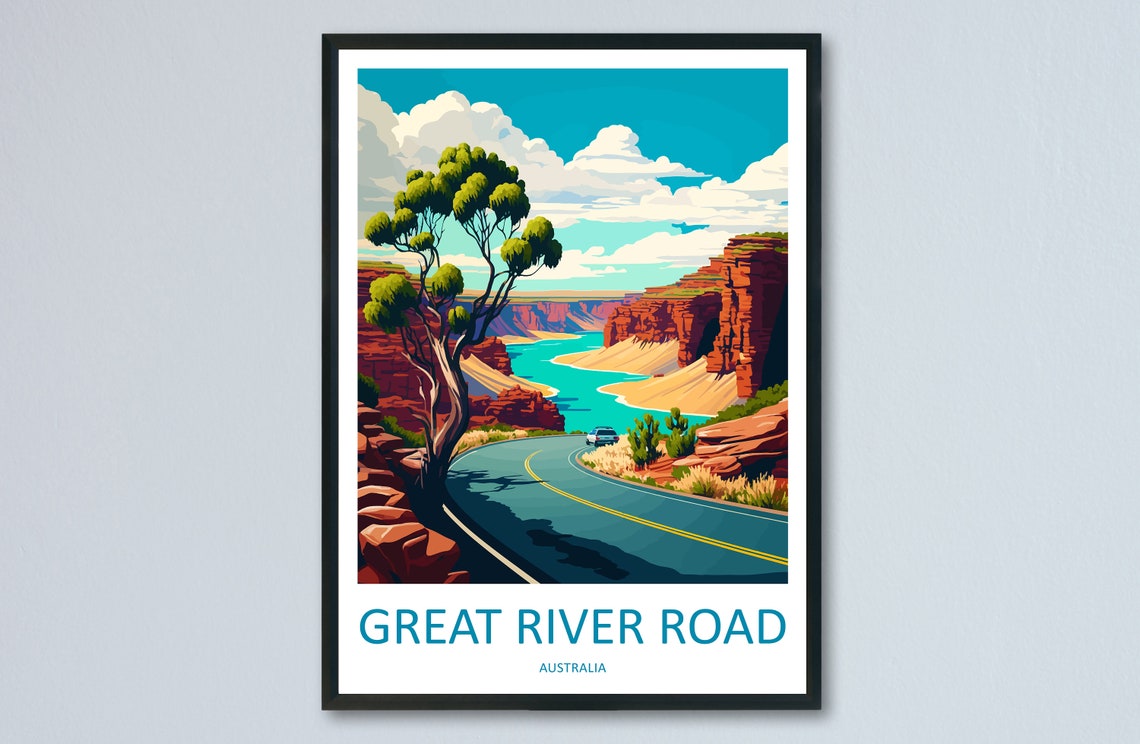 Great River Road Red Rock Canyon Drive Australia Travel Poster