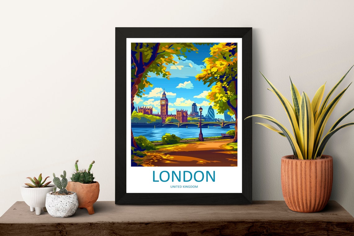 London Big Ben Westminster Thames Park Skyline Travel Poster - Image 3