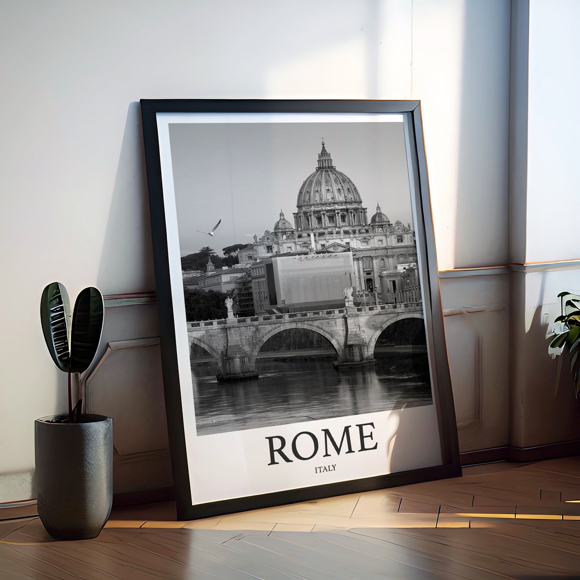Rome Italy St Peters Basilica Dome Black White Photography Print - Image 2