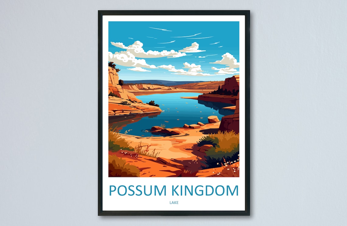 Possum Kingdom Lake Travel Poster, Texas Wall Art