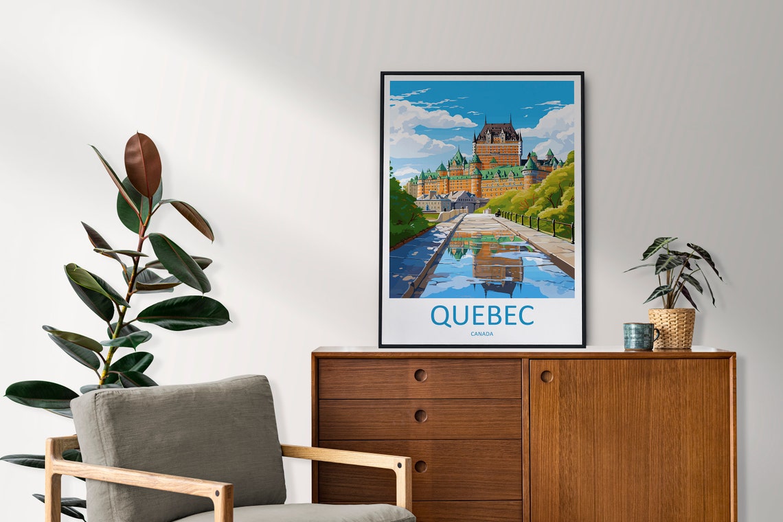 Quebec Canada Chateau Frontenac Grand Hotel Reflection Travel Poster - Image 2