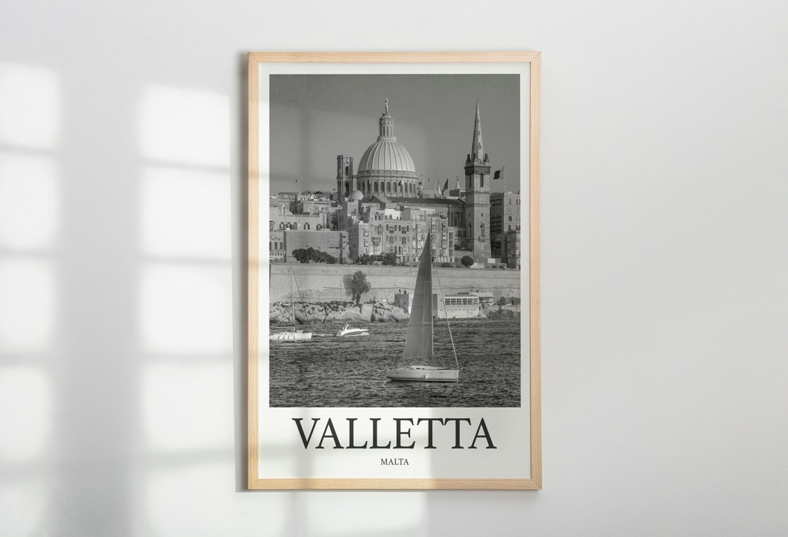 Valletta Malta Grand Harbour Sailboat Sunset View Photo Poster