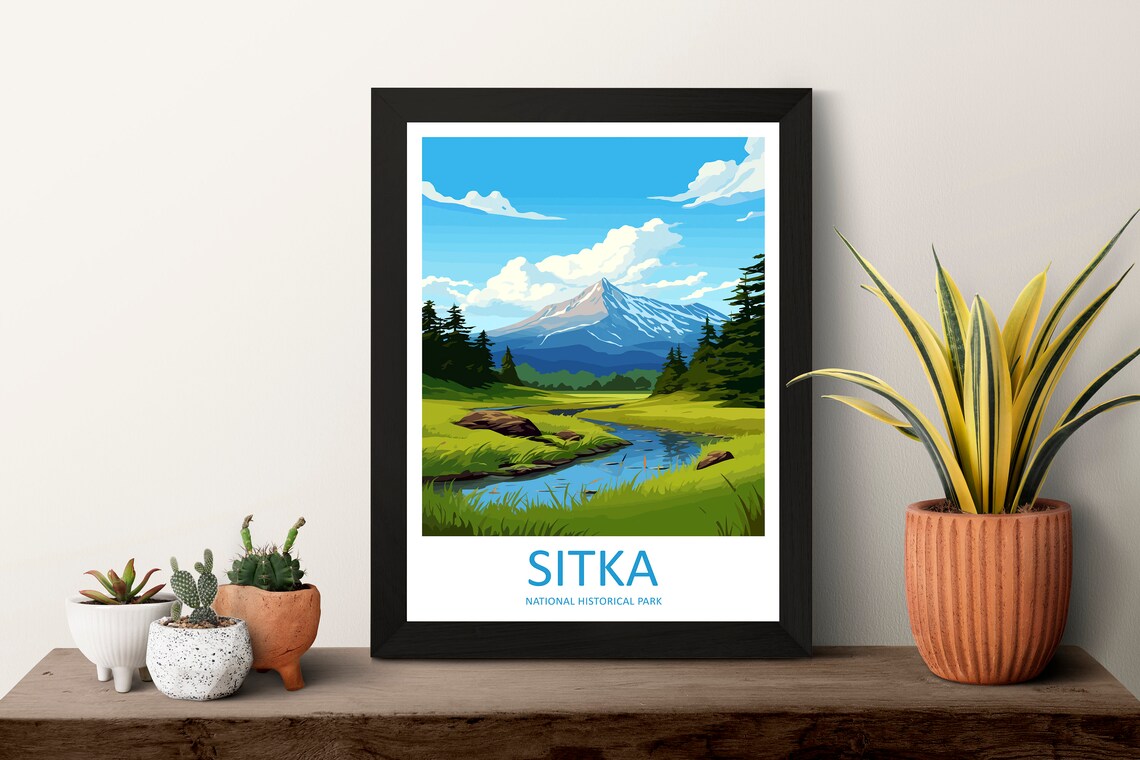 Sitka Alaska National Historical Park Mountain Travel Poster - Image 3