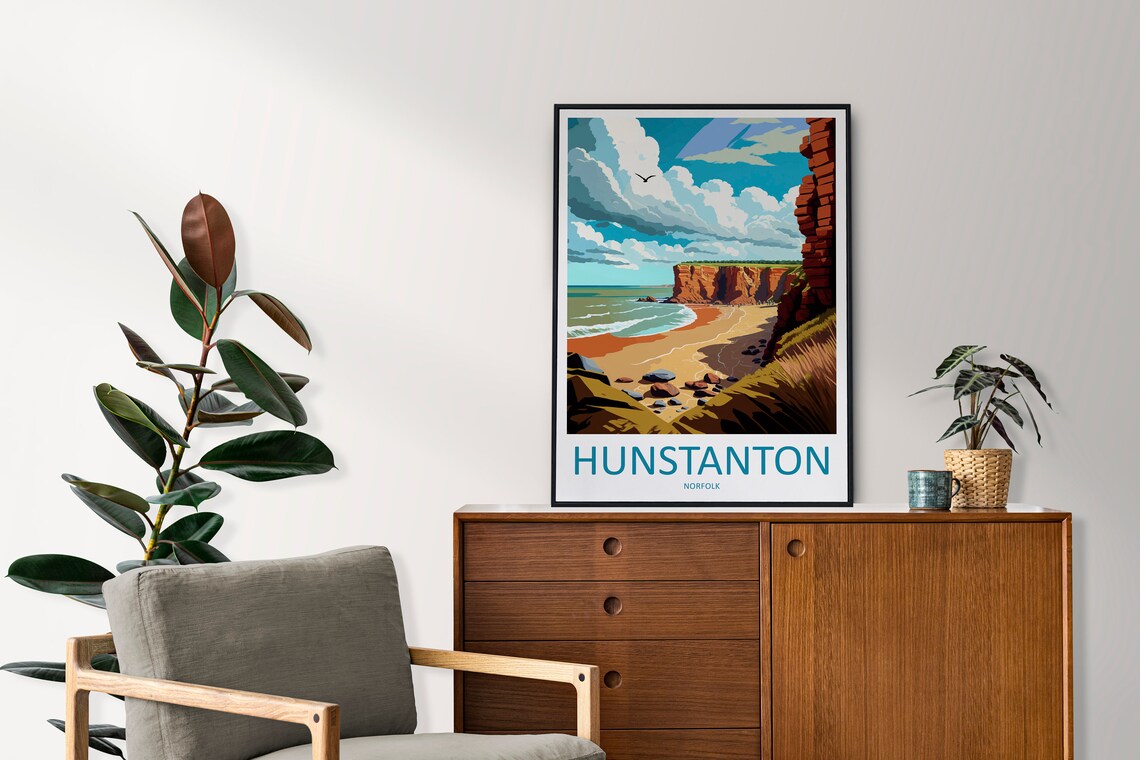 Hunstanton Cliffs Travel Poster, England Coastal View - Image 2