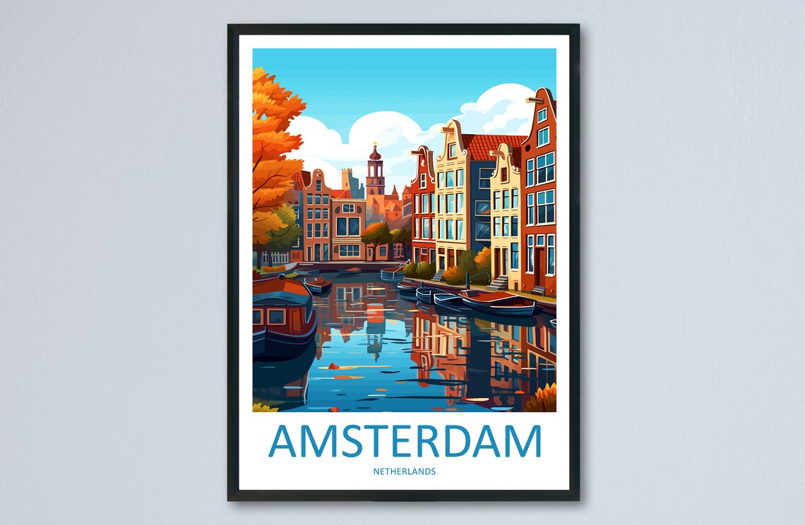 Amsterdam Travel Print Home Decor Wall Art Print