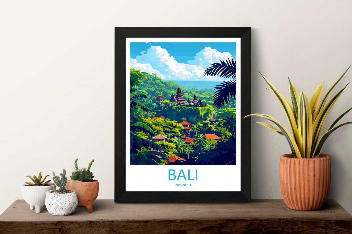 Bali Jungle Temple Tropical Lush Island Indonesia Travel Poster - Image 3