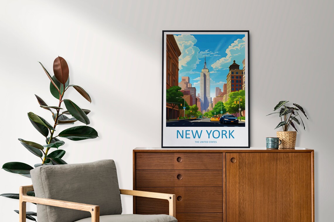 New York City Empire State Building Midtown Street View Travel Poster - Image 2