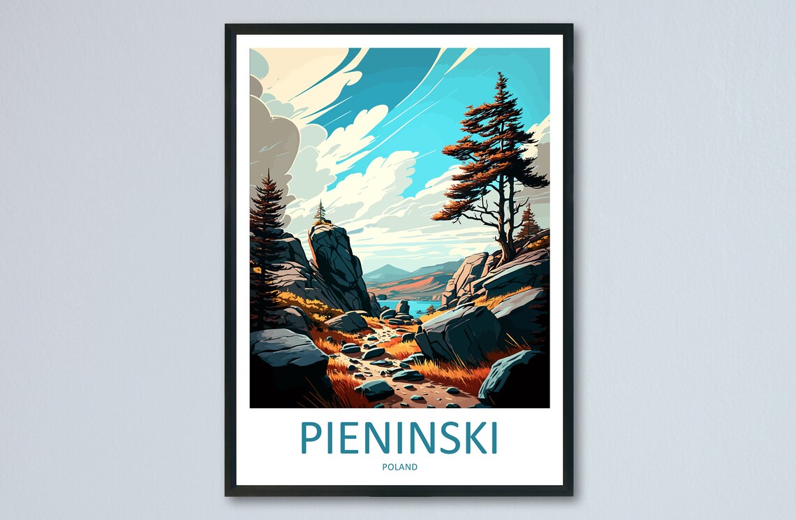 Pieninski Poland Rugged Mountain Trail Pines Vintage Travel Poster
