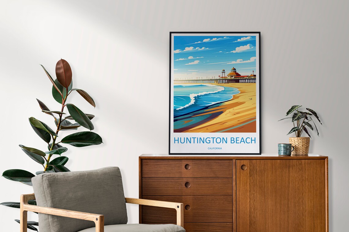 Huntington Beach Travel Poster, California Wall Art - Image 2