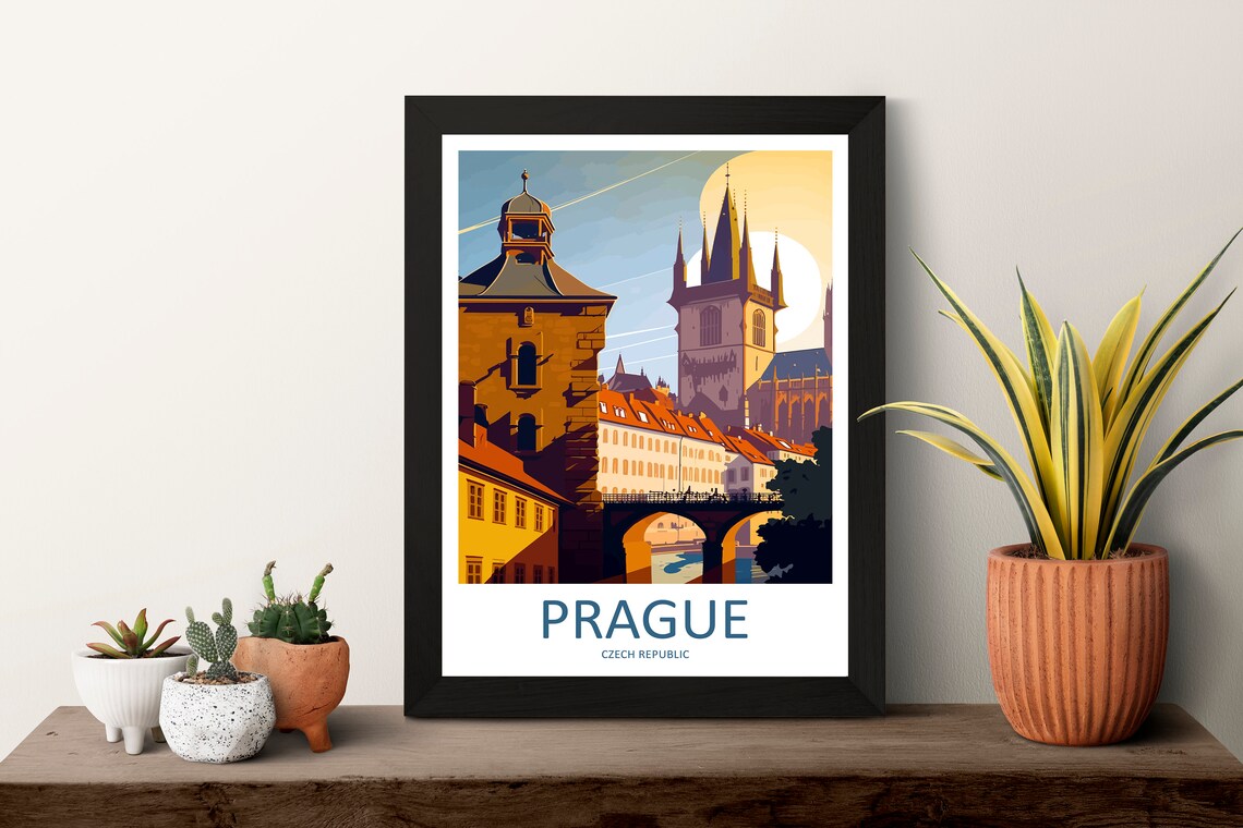 Prague Old Town Bridge Towers at Golden Light Europe Travel Poster - Image 3