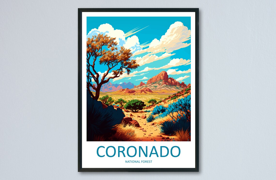 Coronado National Forest Arizona Desert Vista Illustration Poster