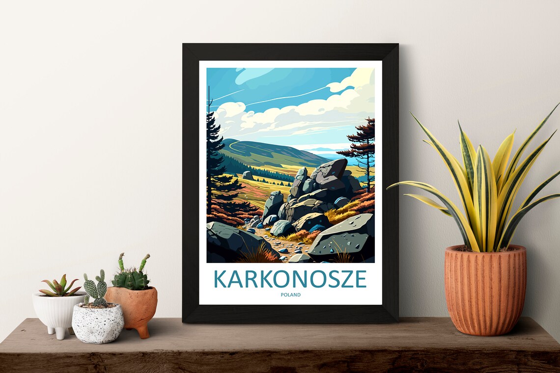 Karkonosze Poland Mountain Rocks Meadow Hiking Travel Poster - Image 3