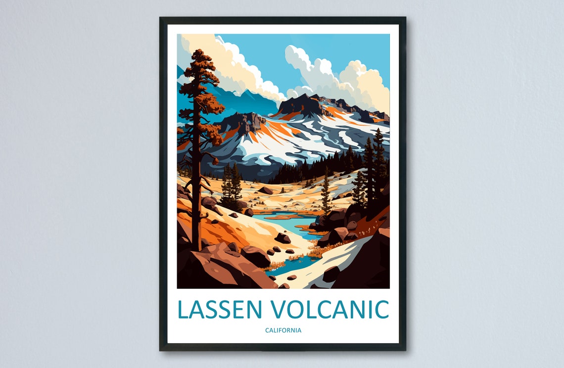 Lassen Volcanic National Park Alpine Lake Peaks Nature Travel Poster