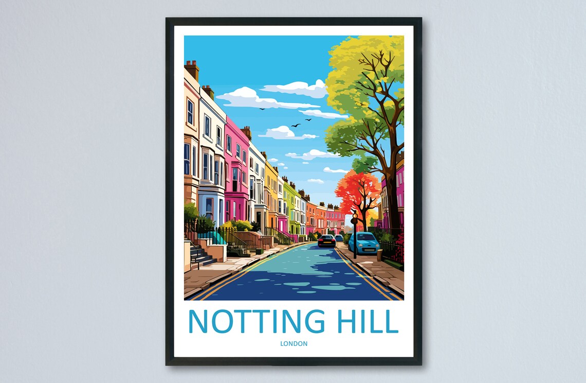Notting Hill Travel Poster, London Wall Art