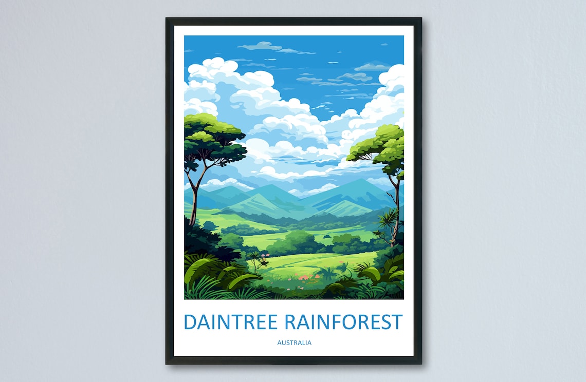 Daintree Rainforest Travel Poster, Australia Wall Art
