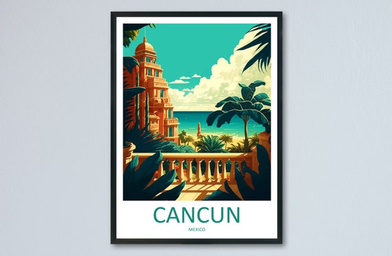 Cancun Travel Poster, Latin America Wall Art