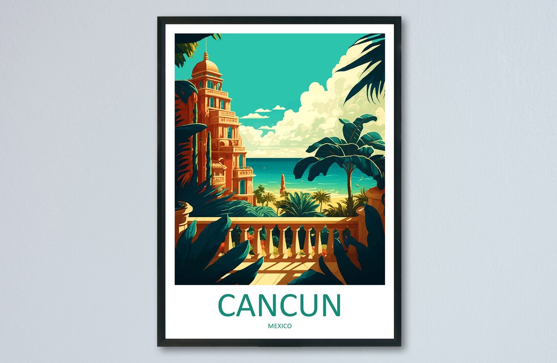 Cancun Travel Poster, Latin America Wall Art
