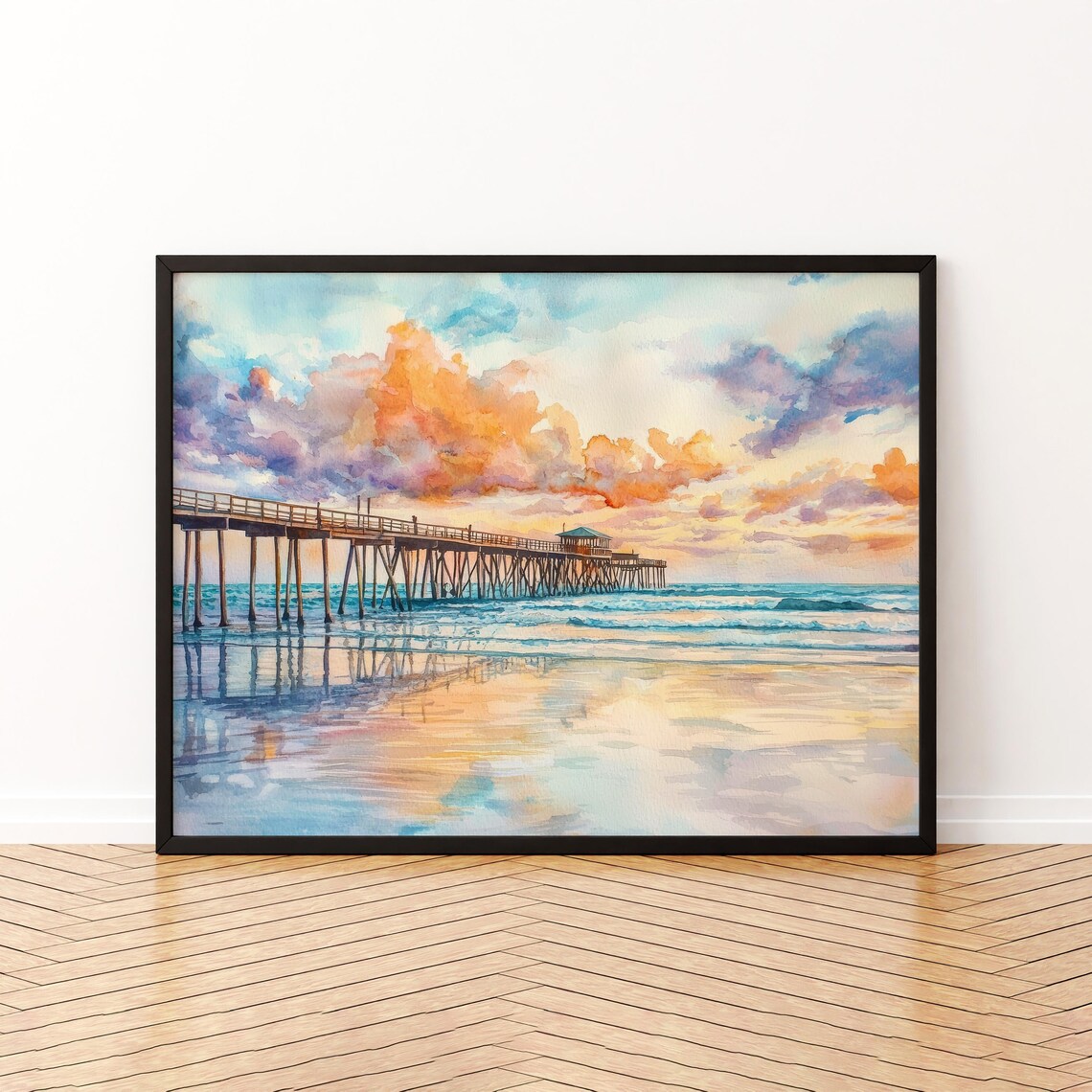 Cocoa Beach Florida Watercolor Travel Poster