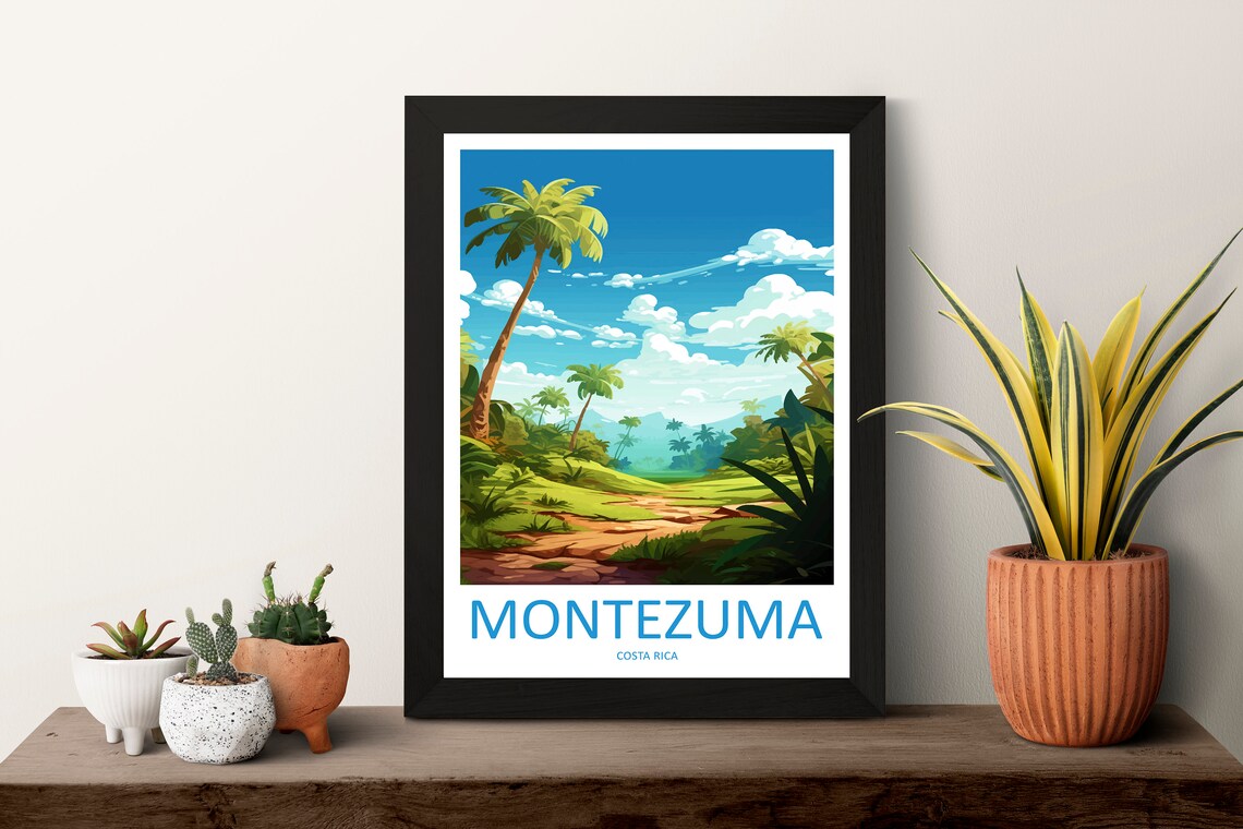 Montezuma Costa Rica Tropical Jungle Palms Pura Vida Travel Poster - Image 3