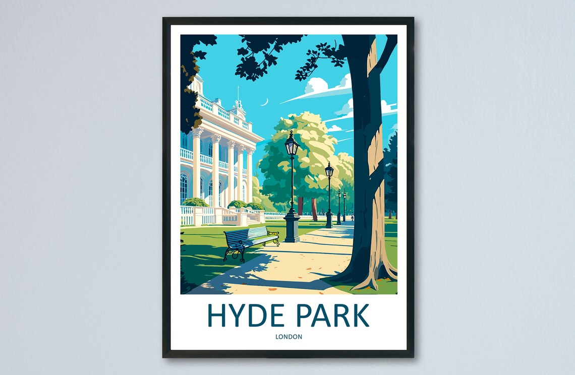 Hyde Park London Sunlit Garden Pathway Classic Travel Poster