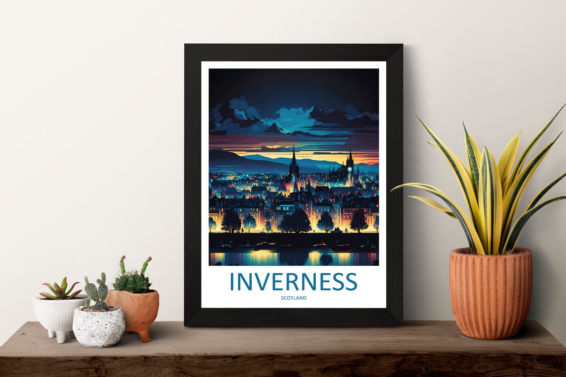 Inverness Cityscape Art Print, Scotland Decor - Image 3