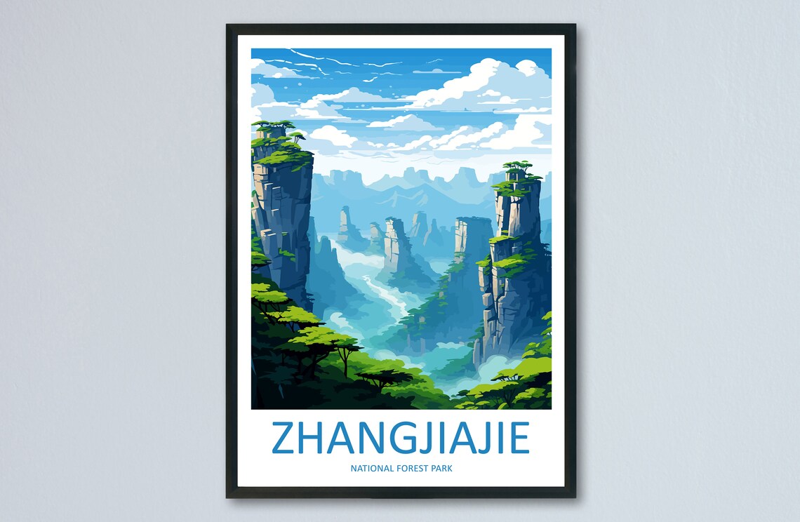 Zhangjiajie China National Forest Park Pillars Travel Poster