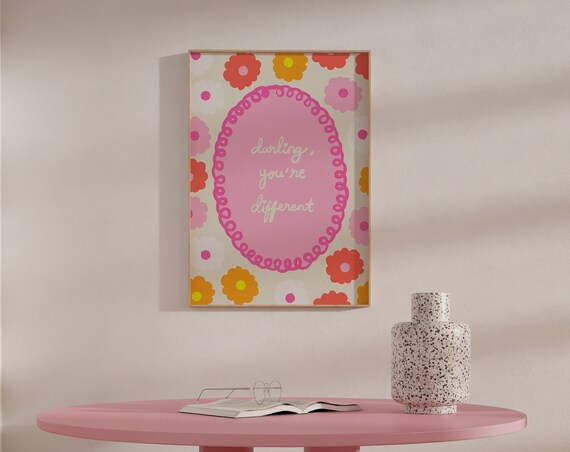 Darling You Are Different Print Colorful Motivational Wall Art