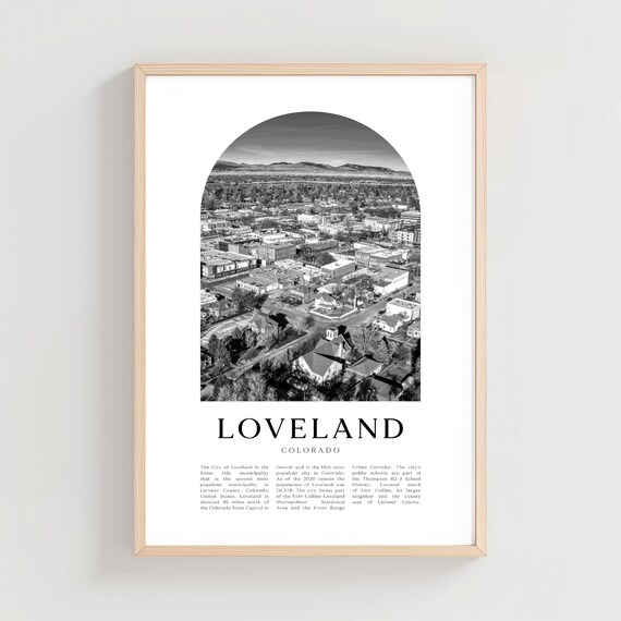 Loveland Colorado Aerial Downtown Monochrome Photo Sweeping Poster