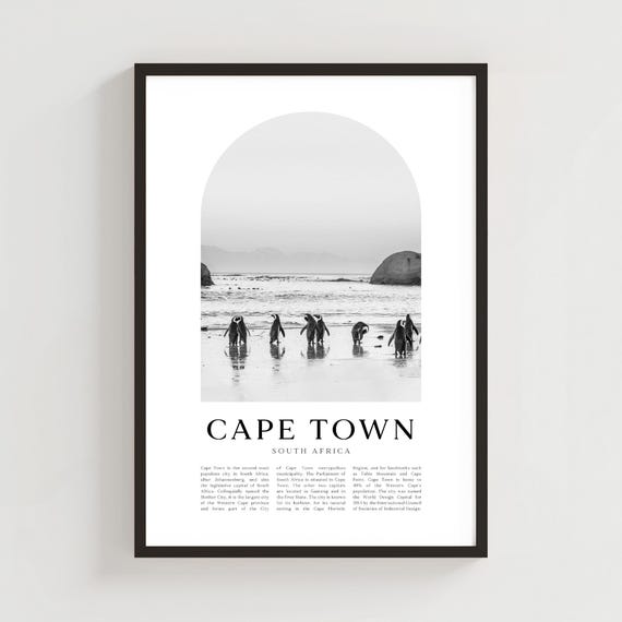 Cape Town Travel Poster Print Wall Art Printsouth Africa City Artcape Gift South Decor Af110m