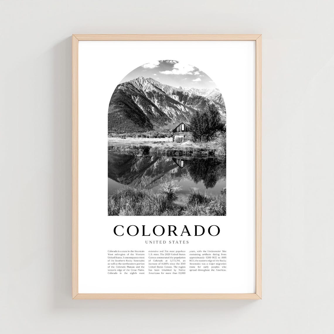 Colorado Rocky Mountain Cabin Lake Reflection Black White Poster