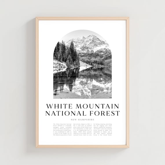 White Mountain National Forest Snowy Peaks Lake Reflection Photo Poster