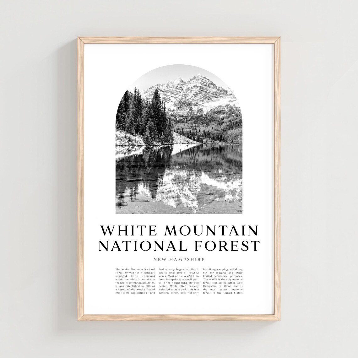 White Mountain National Forest Snowy Peaks Lake Reflection Photo Poster