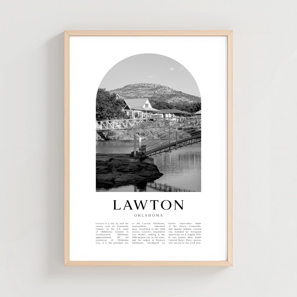 Lawton Oklahoma Black and White Bridge Arch Photography Poster
